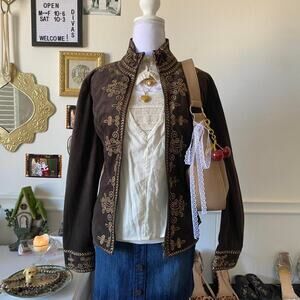 Coldwater Creek Embroidered Suede Feel Jacket